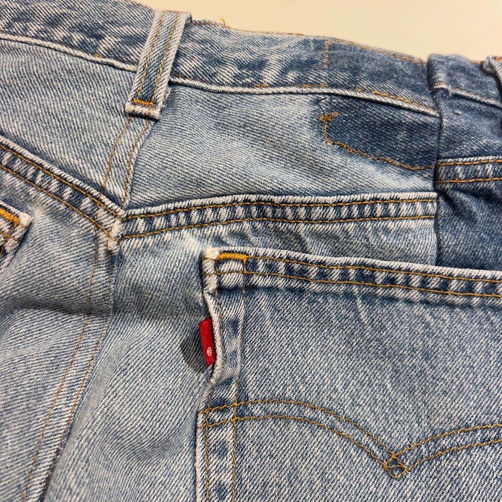 EB Denim Reconstructed Two Tone Levi's High Waisted Straight Leg Jeans 27 - Picture 10 of 15